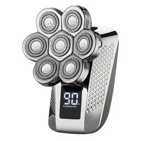 1Pc Head Shavers For Bald Men 5 In 1 7D Electric Rotary Razor Rechargeable Cordless Head Beard Trimmer Shaver Kit IPX6 Waterproof Dry Wet Groomin (Option: Silver)